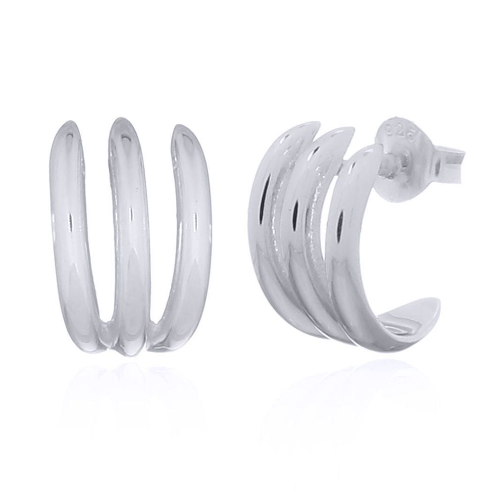 Silver  Banana Bunch Claws Stud Earrings - AES160