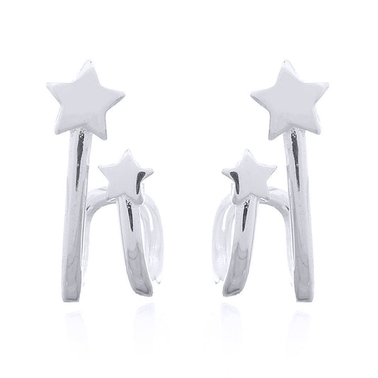 Silver  Shooting Star Fairy Wands Stud Earrings - AES165