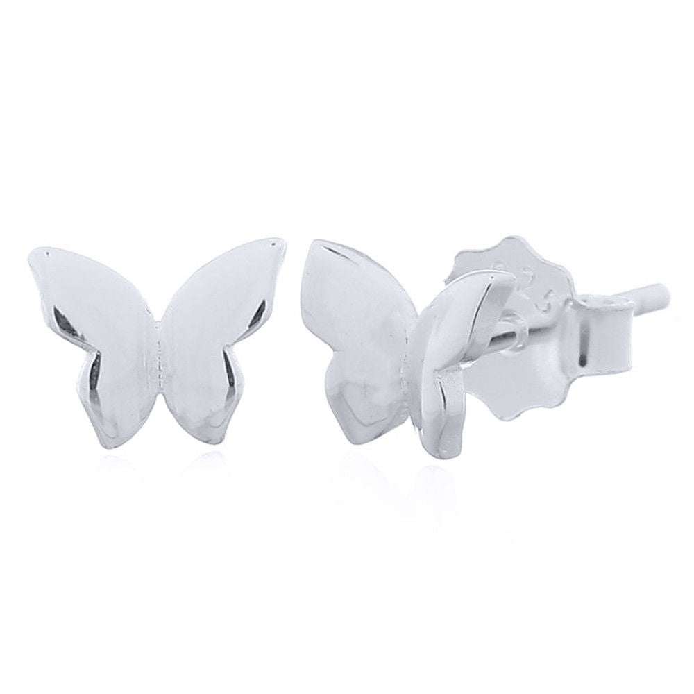 Silver  Floating Butterflies Stud Earrings - AES167