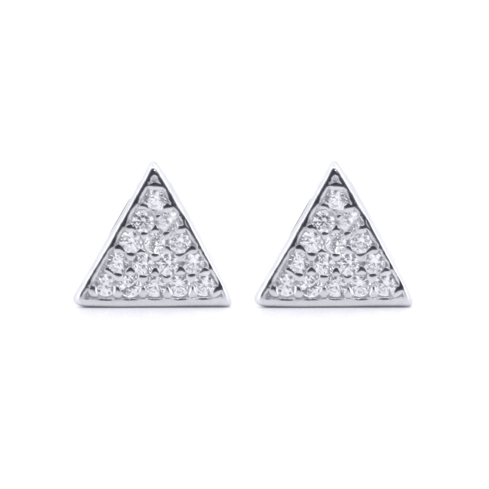 Silver  Round CZ Racked Snooker Balls Triangles Stud Earrings - AES177