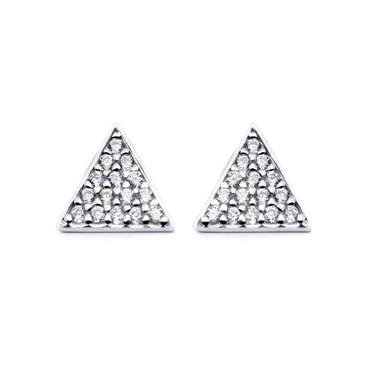 Silver  Round CZ Racked Snooker Balls Triangles Stud Earrings - AES177