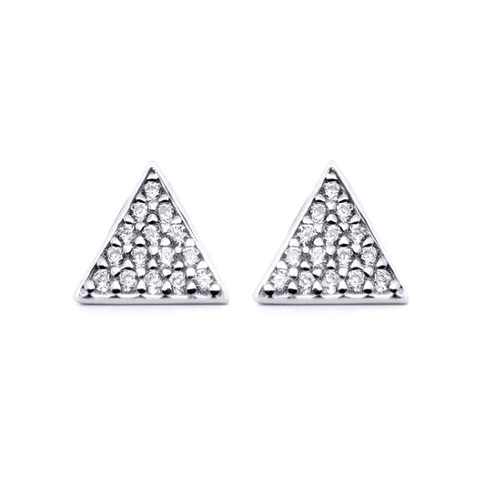Silver  Round CZ Racked Snooker Balls Triangles Stud Earrings - AES177
