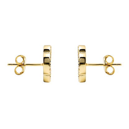 Gold-plated Silver Clover MOP CZ Halo Lucky Charm Earrings - AES259-GP