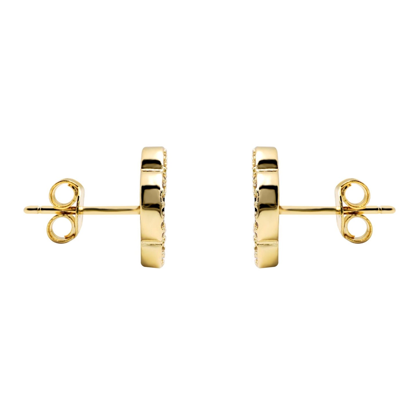 Gold-plated Silver Clover Malachite CZ Halo Lucky Charm Earrings - AES261-GP