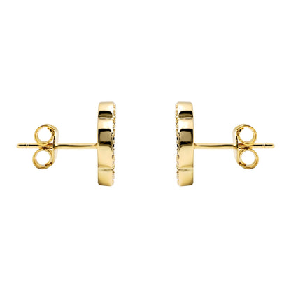 Gold-plated Silver Clover Malachite CZ Halo Lucky Charm Earrings - AES261-GP