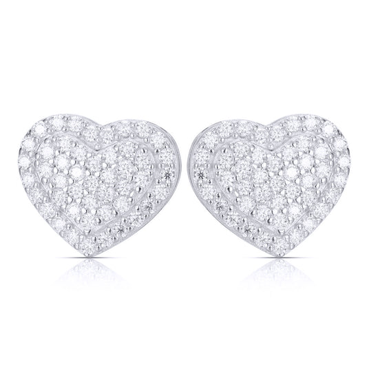 Rhodium Plated Sterling Silver Cubic Zirconia Earrings - AES264