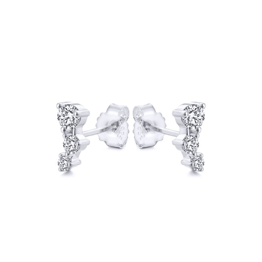 Rhodium Plated Sterling Silver Cubic Zirconia Earrings - AES265
