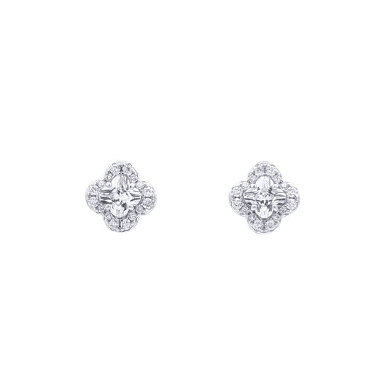Rhodium Plated Sterling Silver Cubic Zirconia Earrings - AES266A