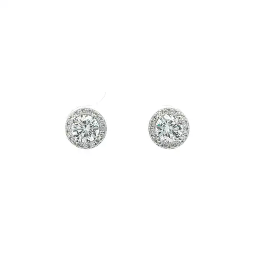 Silver  Circular Halo CZ 5.5mm Solitaire Stud Earrings 8mm - AES268B