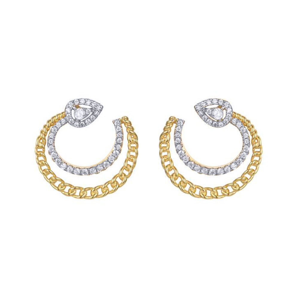 Gold-plated Silver  Pear CZ Curb Snake Head Curl Drop Earrings - AES273-GP