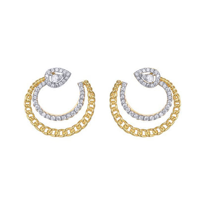 Gold-plated Silver  Pear CZ Curb Snake Head Curl Drop Earrings - AES273-GP