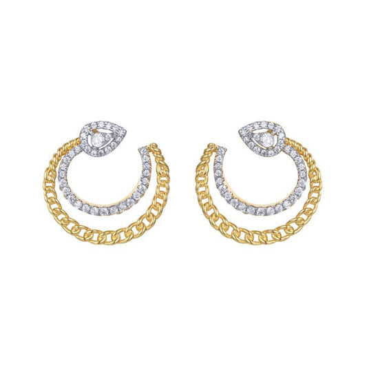 Gold-plated Silver  Pear CZ Curb Snake Head Curl Drop Earrings - AES273-GP