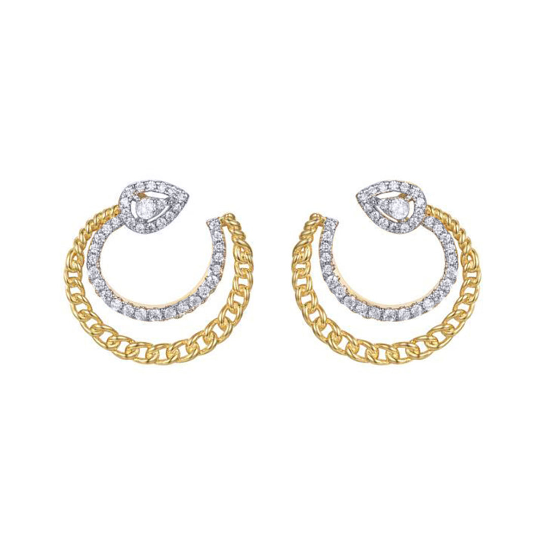 Gold-plated Silver  Pear CZ Curb Snake Head Curl Drop Earrings - AES273-GP
