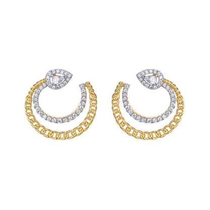 Gold-plated Silver  Pear CZ Curb Snake Head Curl Drop Earrings - AES273-GP