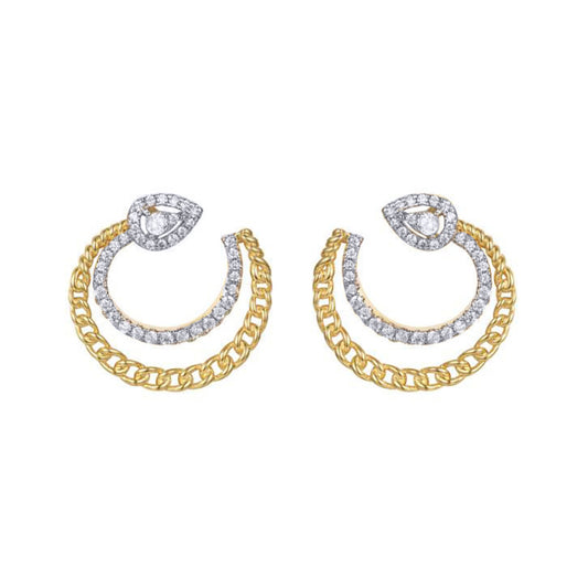 Gold-plated Silver  Pear CZ Curb Snake Head Curl Drop Earrings - AES273-GP