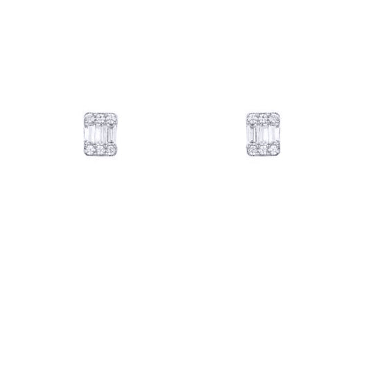 Gold-plated Silver  CZ Curb Bull Ring Jacket Drop Earrings - AES276-GP