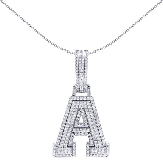 Rhodium Plated Sterling Silver Cubic Zirconia Pendant - AIN004-A