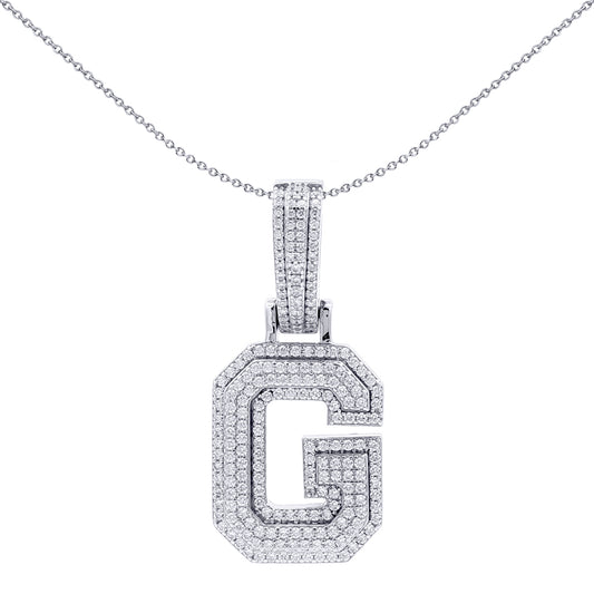 Rhodium Plated Sterling Silver Cubic Zirconia Pendant - AIN004-G