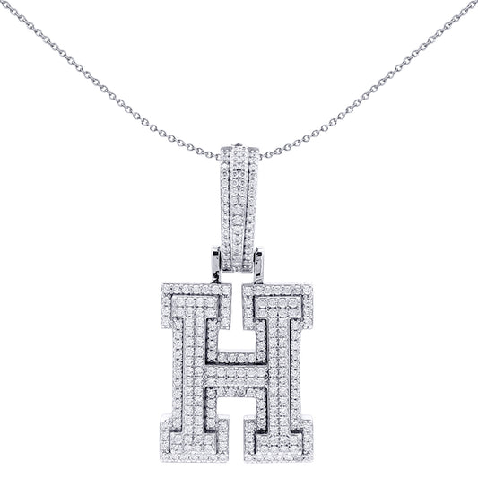 Rhodium Plated Sterling Silver Cubic Zirconia Pendant - AIN004-H