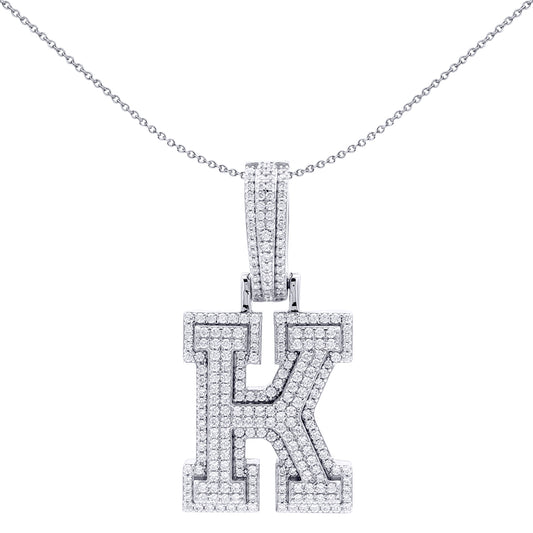 Rhodium Plated Sterling Silver Cubic Zirconia Pendant - AIN004-K