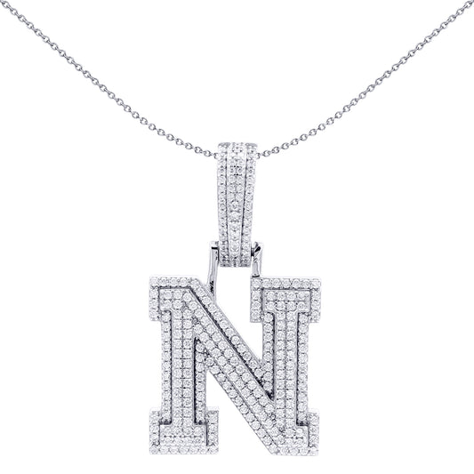Rhodium Plated Sterling Silver Cubic Zirconia Pendant - AIN004-N