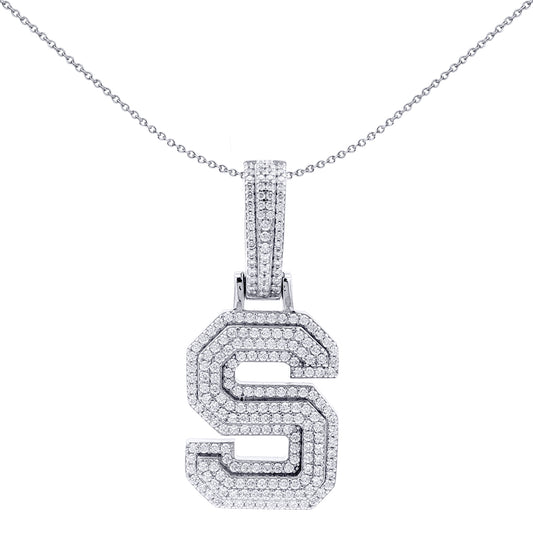 Rhodium Plated Sterling Silver Cubic Zirconia Pendant - AIN004-S