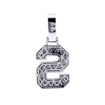 Silver  CZ Pave Iced Out Block Initial Charm Pendant - Letter S - AIN004-S