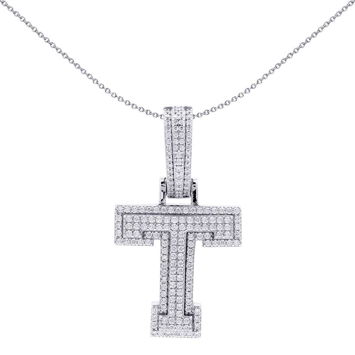 Rhodium Plated Sterling Silver Cubic Zirconia Pendant - AIN004-T