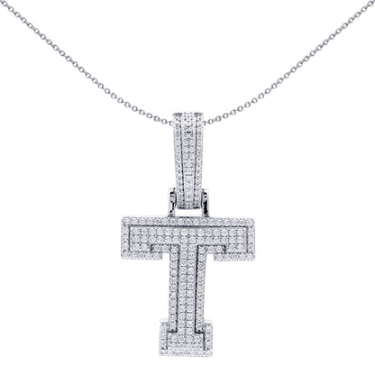 Rhodium Plated Sterling Silver Cubic Zirconia Pendant - AIN004-T