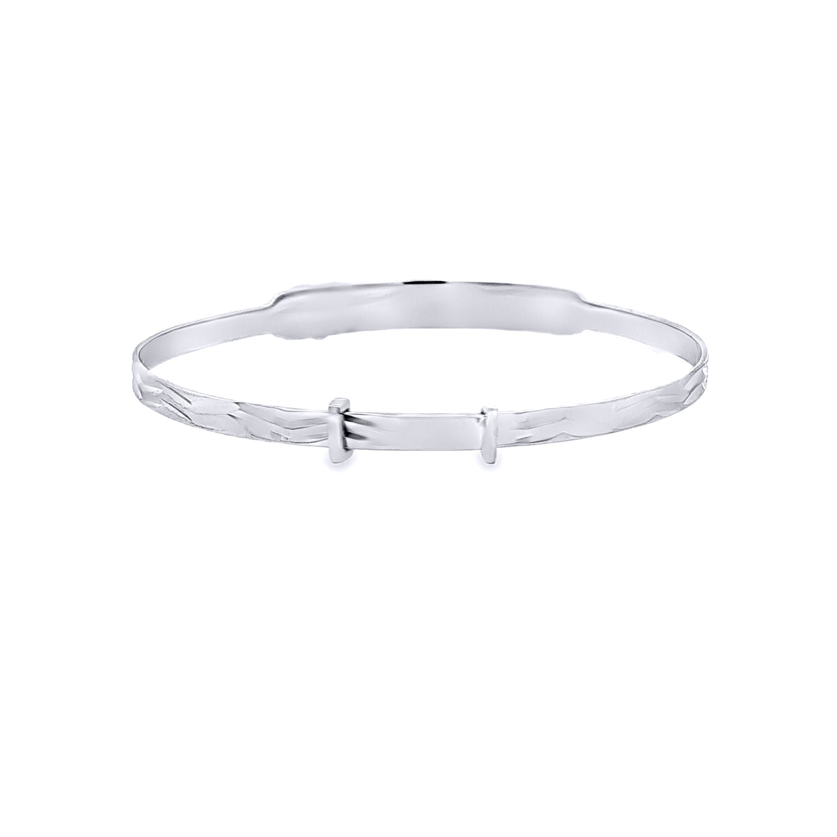 Sterling Silver  CZ Heart ID Expanding Baby Bangle Bracelet 3mm - AKB006