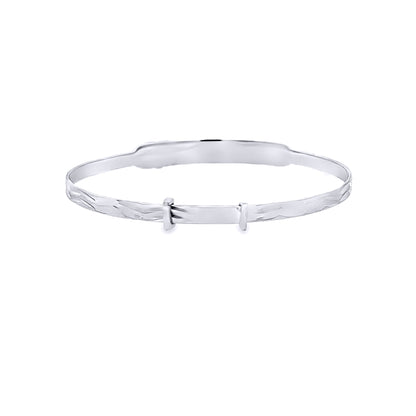 Sterling Silver  CZ Heart ID Expanding Baby Bangle Bracelet 3mm - AKB006