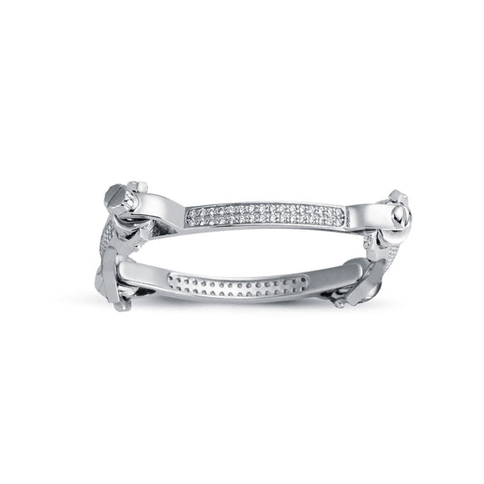 Sterling Silver  CZ Spanner & Socket Baby Bangle Bracelet 4mm - AKB018