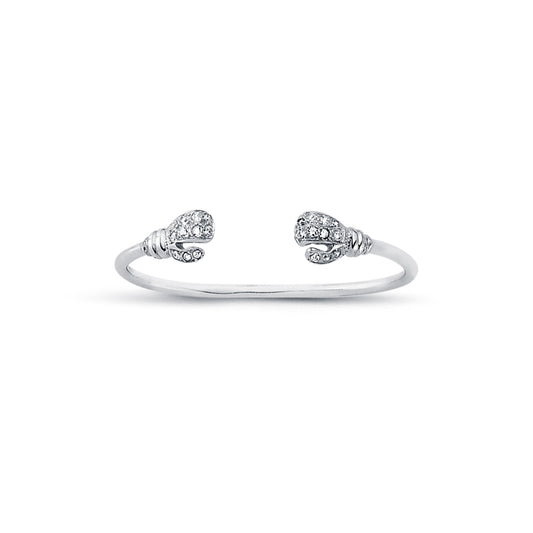 Sterling Silver  Round CZ Boxing Glove Baby Bangle Bracelet 2.5mm - AKB024