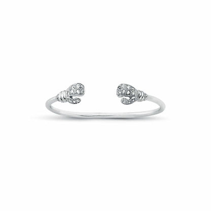 Sterling Silver  Round CZ Boxing Glove Baby Bangle Bracelet 2.5mm - AKB024