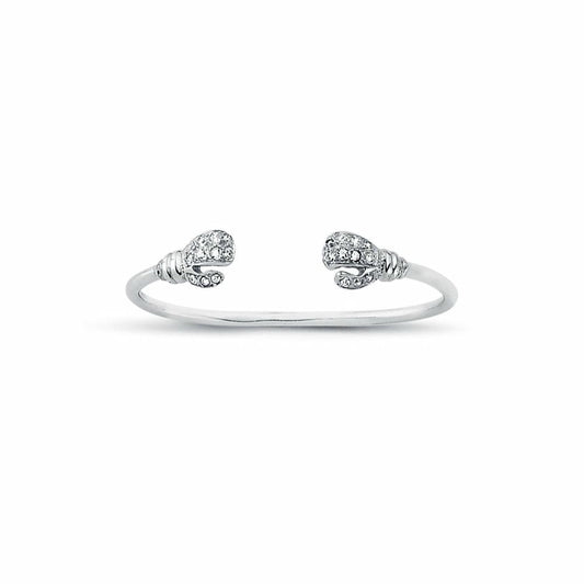 Sterling Silver  Round CZ Boxing Glove Baby Bangle Bracelet 2.5mm - AKB024