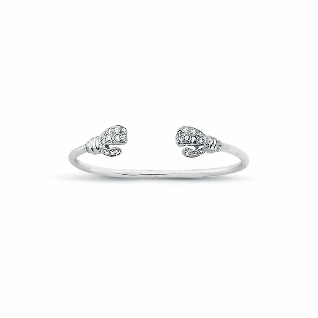 Sterling Silver  Round CZ Boxing Glove Baby Bangle Bracelet 2.5mm - AKB024