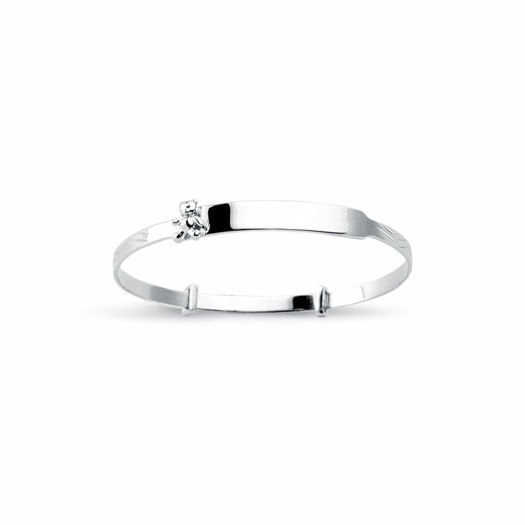 Sterling Silver  Expanding Teddy Bear Baby Bangle Bracelet 3mm - AKB029
