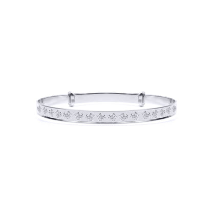 Silver  Nursery Teddy Bear 3mm Expanding Baby Bangle Bracelet - AKB034