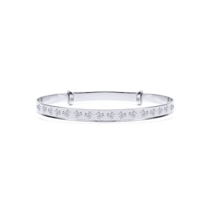 Silver  Nursery Teddy Bear 3mm Expanding Baby Bangle Bracelet - AKB034