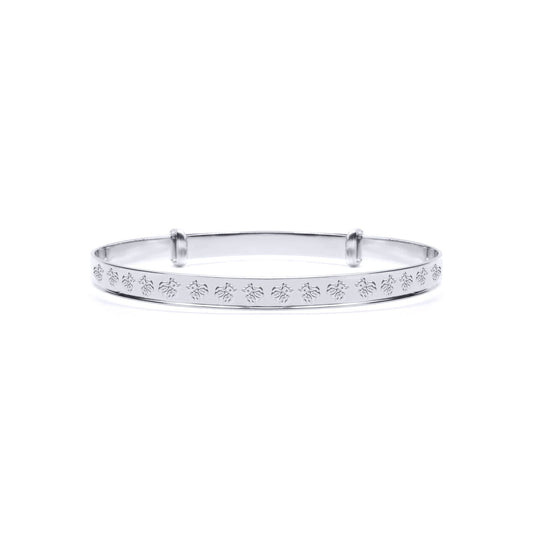 Silver  Nursery Teddy Bear 3mm Expanding Baby Bangle Bracelet - AKB034