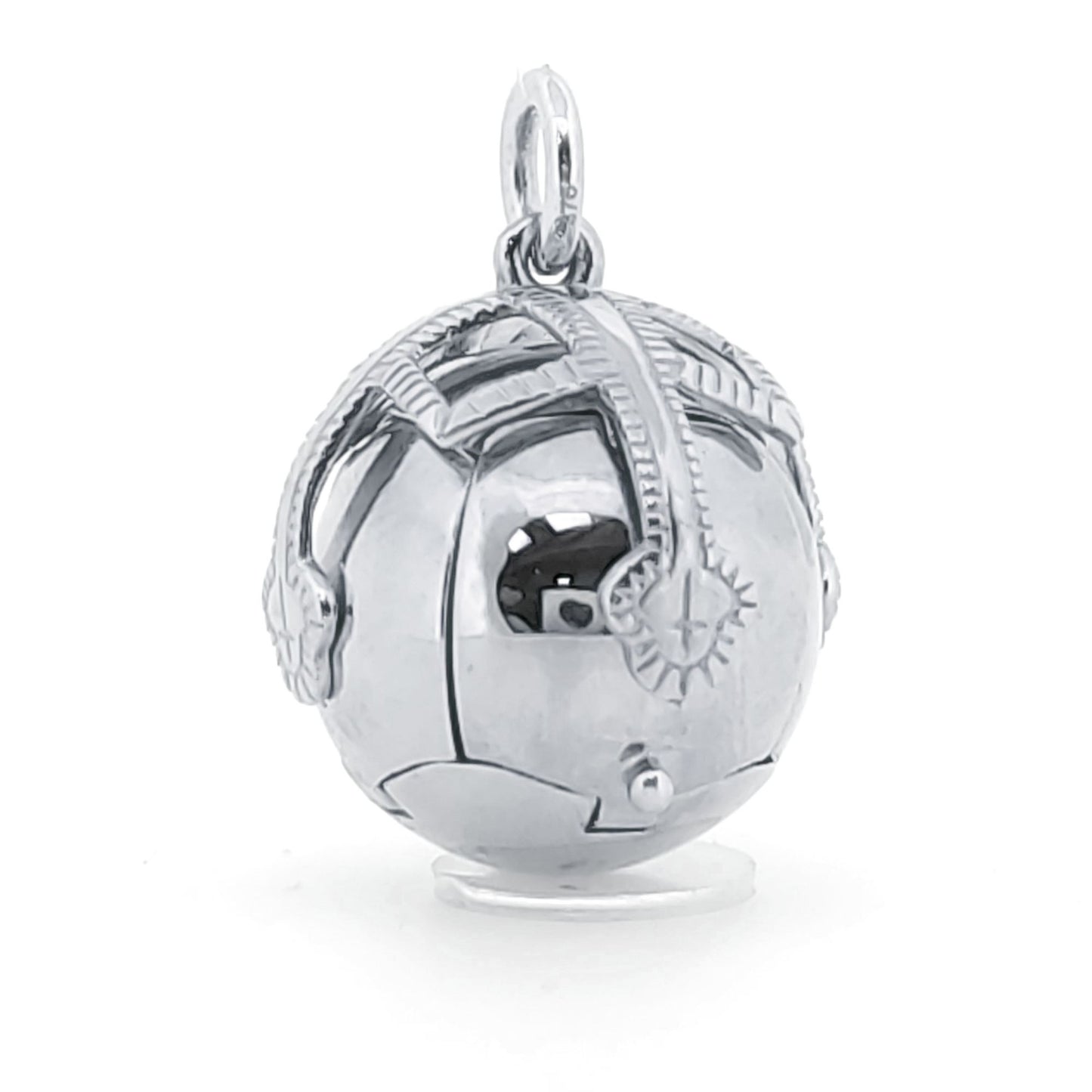 Men's Silver  Masonic Orb Foldable Fob Charm Large 16mm Ball 50mm - AMS001