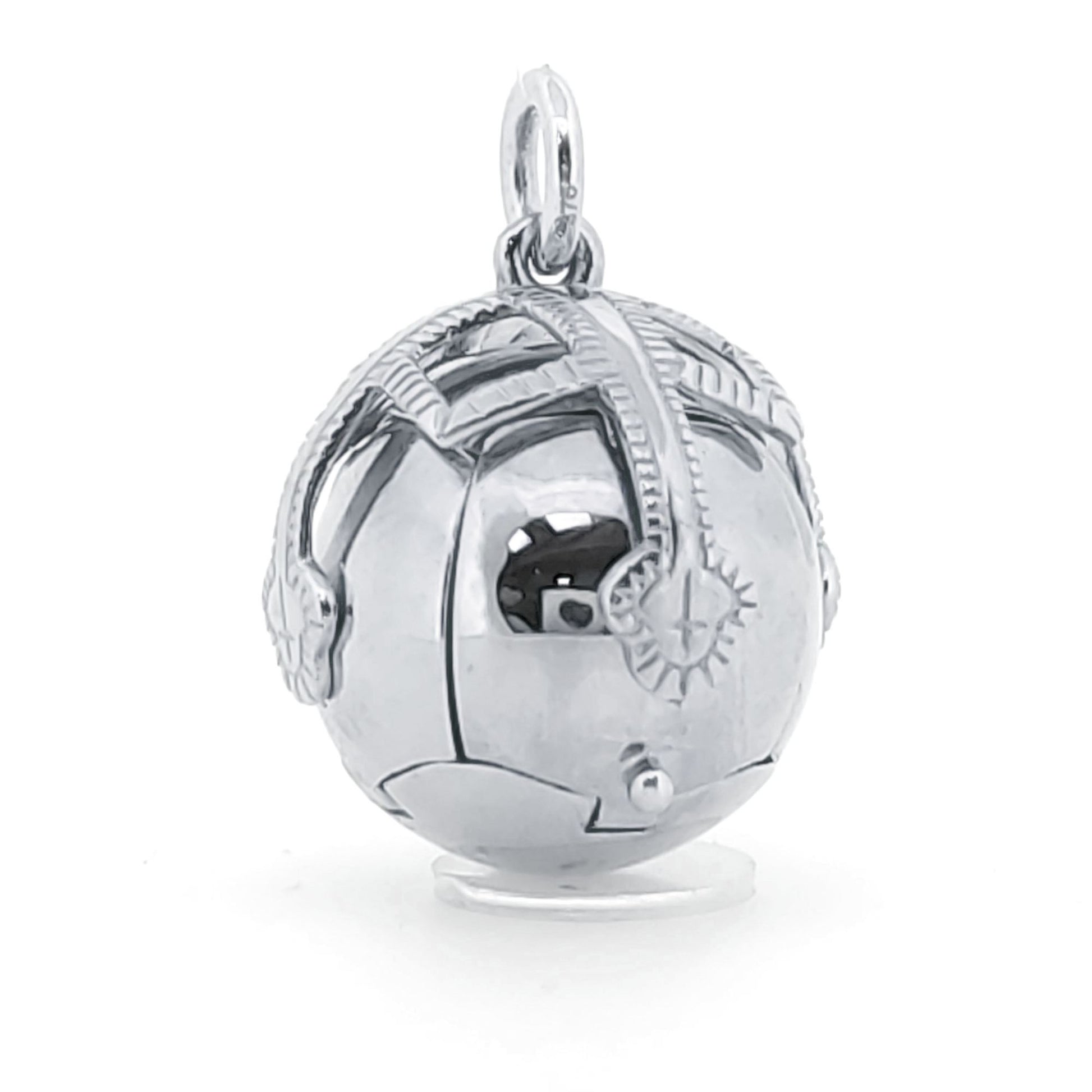 Men's Silver  Masonic Orb Foldable Fob Charm Large 16mm Ball 50mm - AMS001