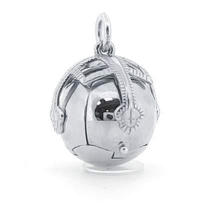 Men's Silver  Masonic Orb Foldable Fob Charm Large 16mm Ball 50mm - AMS001