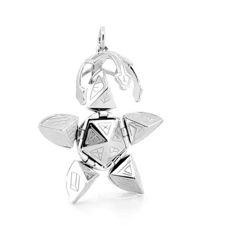 Silver  Masonic Foldable Fob Eastern Star Pendant 15mm Ball 35mm - AMS004