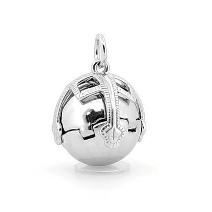 Men's Silver  Masonic Orb Eastern Star Pendant 15mm Ball 35mm - AMS004