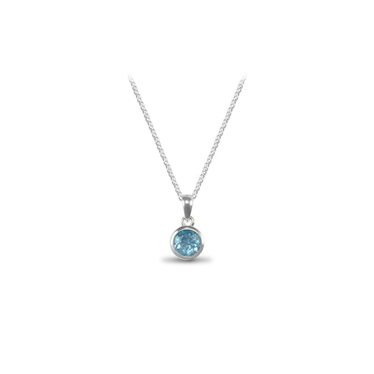 Sterling Silver  Blue Topaz on 18" Chain Solitaire Chain - ANC008