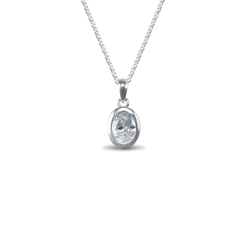 Sterling Silver  CZ Solitaire Chain - ANC010