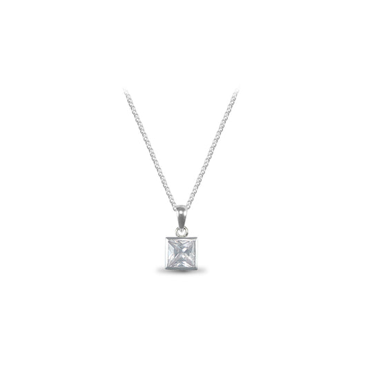 Sterling Silver  CZ Solitaire Chain - ANC011