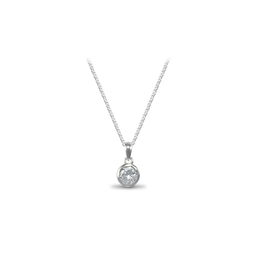 Sterling Silver  CZ Solitaire Chain - ANC012