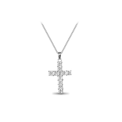Sterling Silver  CZ set cross on Chain Cross Chain - ANC015
